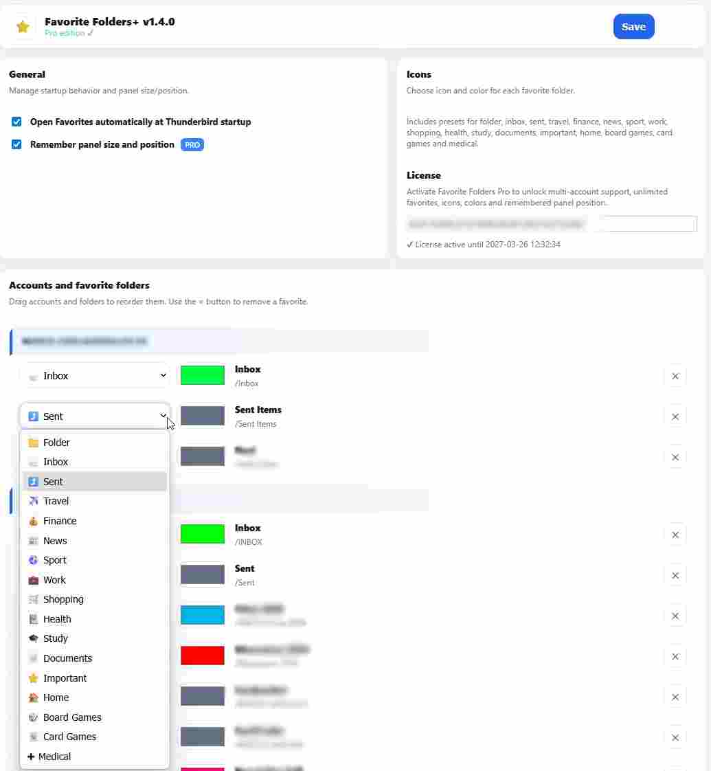 Favorite Folders Pro customization